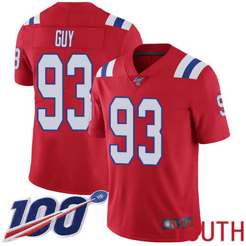 New England Patriots Football 93 Vapor Untouchable 100th Season Untouchable Limited Red Youth Lawrence Guy Alternate NFL Jersey